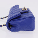 CHANEL Mini Matelasse 17 Chain Shoulder Bag Lamb Skin Blue Gold CC Auth 192080M-5