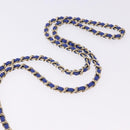CHANEL Mini Matelasse 17 Chain Shoulder Bag Lamb Skin Blue Gold CC Auth 192080M-7