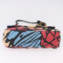 CHANEL Matelasse Chain Shoulder Bag Canvas 2way Multicolor Gold CC Auth 192081M-11