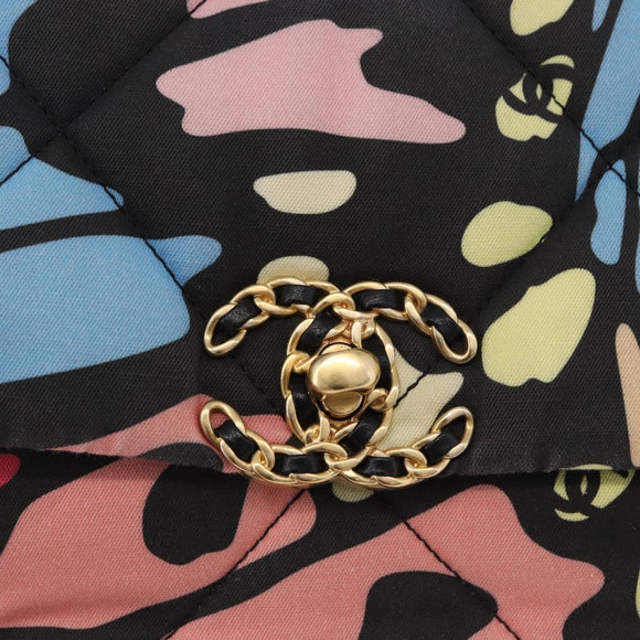 CHANEL Matelasse Chain Shoulder Bag Canvas 2way Multicolor Gold CC Auth 192081M