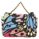 CHANEL Matelasse Chain Shoulder Bag Canvas 2way Multicolor Gold CC Auth 192081M-2