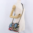 CHANEL Matelasse Chain Shoulder Bag Canvas 2way Multicolor Gold CC Auth 192081M-25