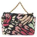 CHANEL Matelasse Chain Shoulder Bag Canvas 2way Multicolor Gold CC Auth 192081M-3