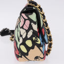 CHANEL Matelasse Chain Shoulder Bag Canvas 2way Multicolor Gold CC Auth 192081M-5