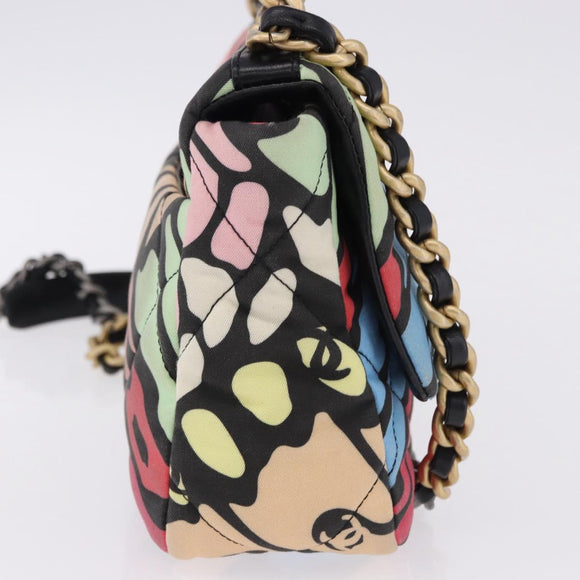 CHANEL Matelasse Chain Shoulder Bag Canvas 2way Multicolor Gold CC Auth 192081M