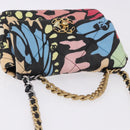 CHANEL Matelasse Chain Shoulder Bag Canvas 2way Multicolor Gold CC Auth 192081M-6