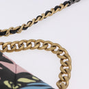 CHANEL Matelasse Chain Shoulder Bag Canvas 2way Multicolor Gold CC Auth 192081M-8