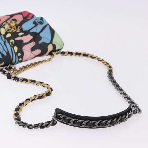 CHANEL Matelasse Chain Shoulder Bag Canvas 2way Multicolor Gold CC Auth 192081M