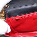 CHANEL Matelasse Chain Shoulder Bag Satin Black Gold CC Auth 192082V-20