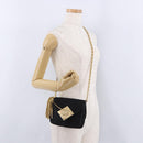 CHANEL Matelasse Chain Shoulder Bag Satin Black Gold CC Auth 192082V-24