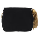 CHANEL Matelasse Chain Shoulder Bag Satin Black Gold CC Auth 192082V-3