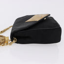 CHANEL Matelasse Chain Shoulder Bag Satin Black Gold CC Auth 192082V-5