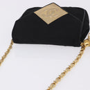 CHANEL Matelasse Chain Shoulder Bag Satin Black Gold CC Auth 192082V-6