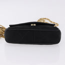 CHANEL Matelasse Chain Shoulder Bag Satin Black Gold CC Auth 192082V-9