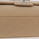 CHANEL Matelasse 25 Chain Shoulder Bag Cotton Beige Silver CC Auth 192083A-7