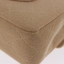 CHANEL Matelasse 25 Chain Shoulder Bag Cotton Beige Silver CC Auth 192083A-18