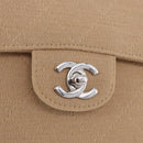CHANEL Matelasse 25 Chain Shoulder Bag Cotton Beige Silver CC Auth 192083A-19