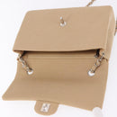 CHANEL Matelasse 25 Chain Shoulder Bag Cotton Beige Silver CC Auth 192083A-20