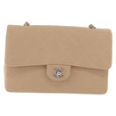 CHANEL Matelasse 25 Chain Shoulder Bag Cotton Beige Silver CC Auth 192083A-13