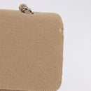 CHANEL Matelasse 25 Chain Shoulder Bag Cotton Beige Silver CC Auth 192083A-2