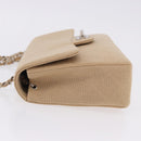 CHANEL Matelasse 25 Chain Shoulder Bag Cotton Beige Silver CC Auth 192083A-5