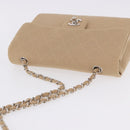 CHANEL Matelasse 25 Chain Shoulder Bag Cotton Beige Silver CC Auth 192083A-8