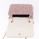 CHANEL Matelasse Chain Shoulder Bag Tweed Red Gold CC Auth 192084SAM-15