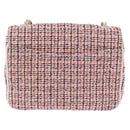 CHANEL Matelasse Chain Shoulder Bag Tweed Red Gold CC Auth 192084SAM-3