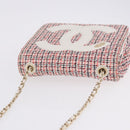 CHANEL Matelasse Chain Shoulder Bag Tweed Red Gold CC Auth 192084SAM-6