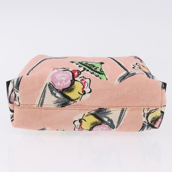 CHANEL Pouch Canvas Pink Gold CC Auth 192100A
