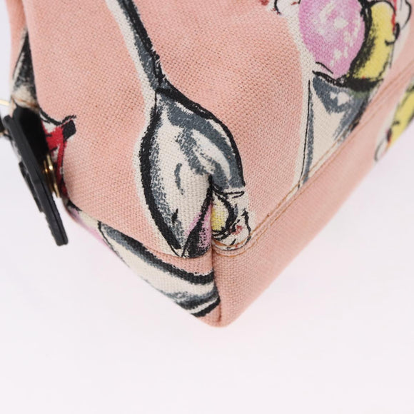 CHANEL Pouch Canvas Pink Gold CC Auth 192100A