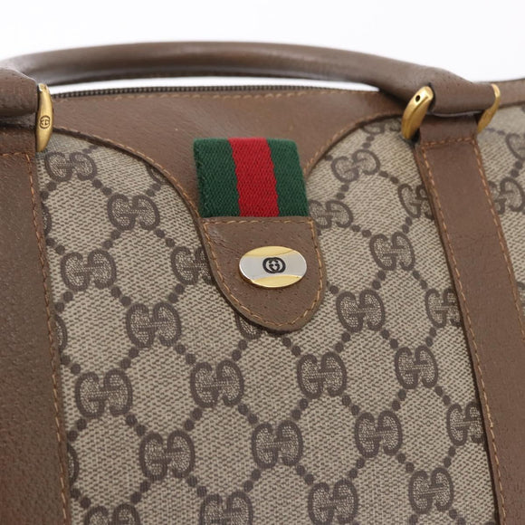 GUCCI GG Supreme Web Sherry Line Hand Bag PVC Beige Gold 69 02 007 Auth 192102