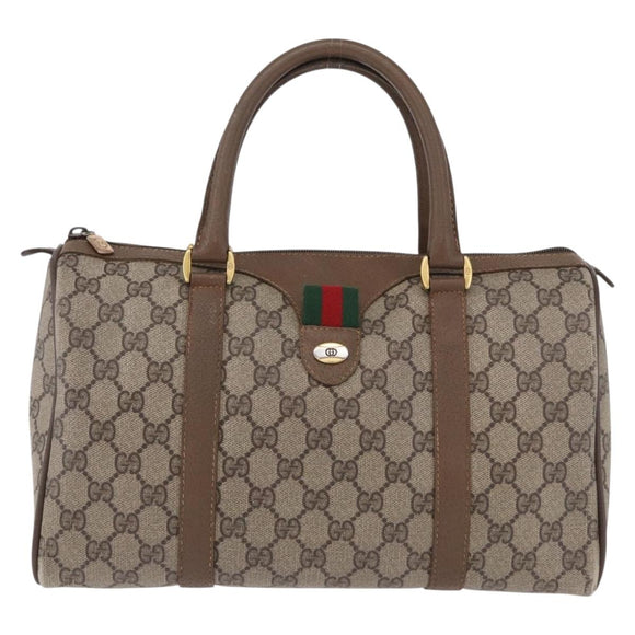 GUCCI GG Supreme Web Sherry Line Hand Bag PVC Beige Gold 69 02 007 Auth 192102