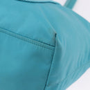PRADA Tote Bag Nylon Turquoise Blue Gold Auth 192104A-14