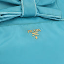PRADA Tote Bag Nylon Turquoise Blue Gold Auth 192104A-17