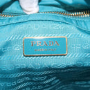PRADA Tote Bag Nylon Turquoise Blue Gold Auth 192104A-18