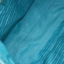 PRADA Tote Bag Nylon Turquoise Blue Gold Auth 192104A-10