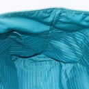 PRADA Tote Bag Nylon Turquoise Blue Gold Auth 192104A-19