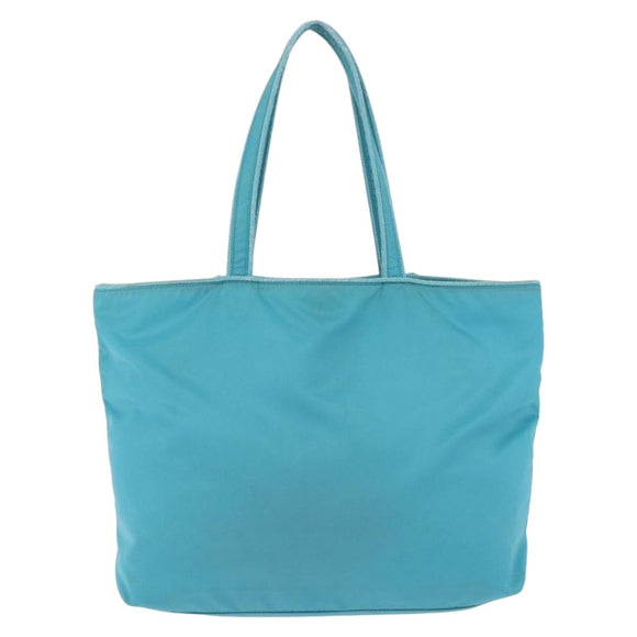 PRADA Tote Bag Nylon Turquoise Blue Gold Auth 192104A