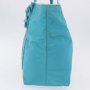 PRADA Tote Bag Nylon Turquoise Blue Gold Auth 192104A-3