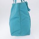 PRADA Tote Bag Nylon Turquoise Blue Gold Auth 192104A-4