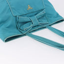 PRADA Tote Bag Nylon Turquoise Blue Gold Auth 192104A-6