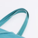 PRADA Tote Bag Nylon Turquoise Blue Gold Auth 192104A-8