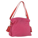 LOEWE Flamenco Shoulder Bag Leather Pink Silver Auth 192107A-1