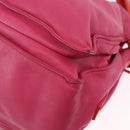 LOEWE Flamenco Shoulder Bag Leather Pink Silver Auth 192107A-16