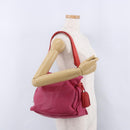 LOEWE Flamenco Shoulder Bag Leather Pink Silver Auth 192107A-28