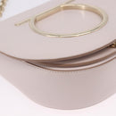 Salvatore Ferragamo Gancini Chain Shoulder Bag Leather Pink Gold Auth 192109V-8