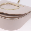 Salvatore Ferragamo Gancini Chain Shoulder Bag Leather Pink Gold Auth 192109V-15