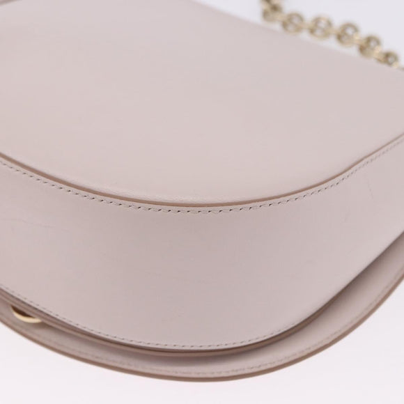 Salvatore Ferragamo Gancini Chain Shoulder Bag Leather Pink Gold Auth 192109V