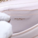 Salvatore Ferragamo Gancini Chain Shoulder Bag Leather Pink Gold Auth 192109V-11